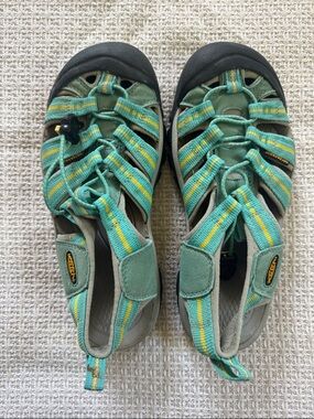 Teal and Yellow Women's Size 7.5 Keen Hiking Sandals